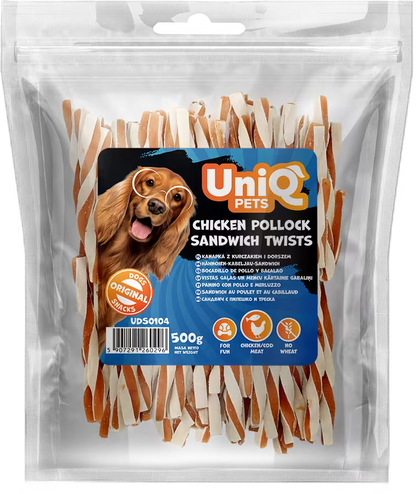UniQ sendvič-uvijeni štapići od piletine i bakalara, pakovanje 500 g, bogato omega-3 kiselinama