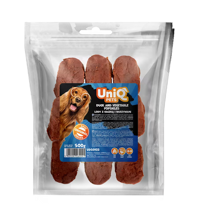 UniQ sladoledi od pačetine i povrća za pse, pakovanje 500 g, zabavan oblik sladoleda