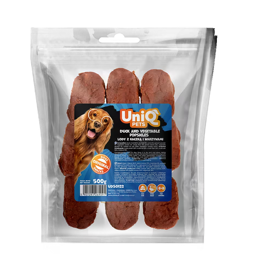 UniQ sladoledi od pačetine i povrća za pse, pakovanje 500 g, zabavan oblik sladoleda