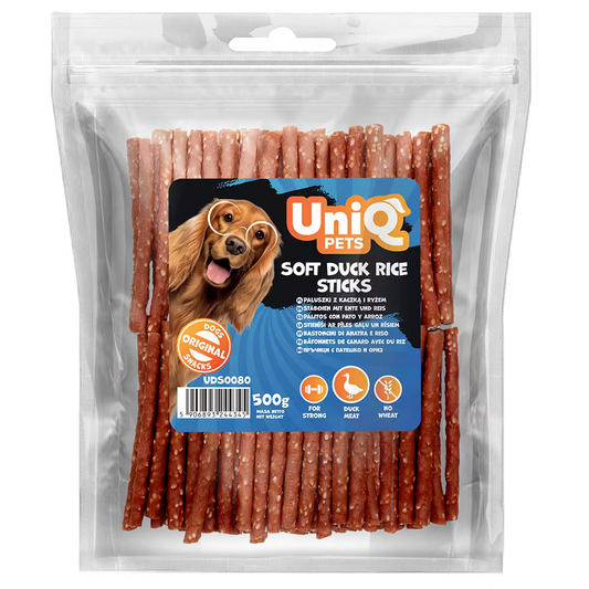 UniQ mekani štapići od pačetine i pirinča za pse, pakovanje 500 g, lako svarljiva poslastica