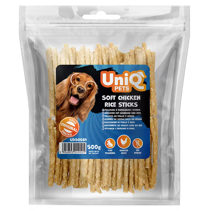 UniQ mekani štapići od piletine i pirinča, pakovanje 500 g, poslastica bez glutena