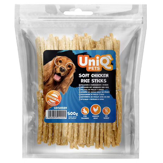 UniQ mekani štapići od piletine i pirinča, pakovanje 500 g, poslastica bez glutena