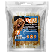 UniQ poslastice za pse, 500g, štapići od sirove kože sa piletinom (17cm)