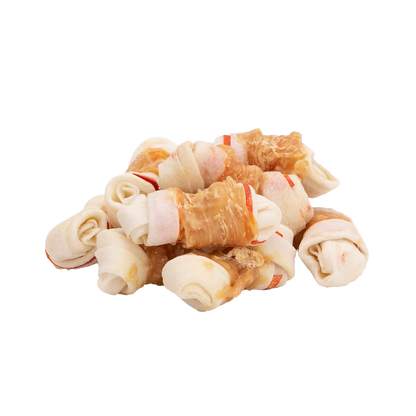 UniQ vezana kost od sirove kože sa piletinom 7 cm, pakovanje 500 g, dentalna žvakalica