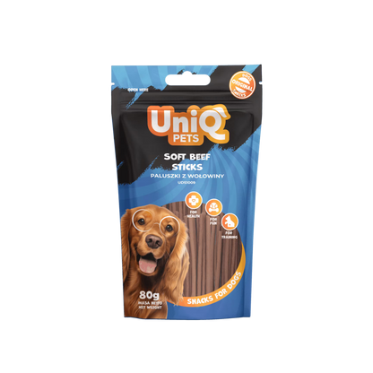UniQ mekani štapići od govedine za pse, 80% mesa, pakovanje 500 g, poslastica za trening