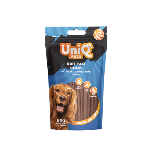 UniQ mekani štapići od govedine za pse, 80% mesa, pakovanje 500 g, poslastica za trening