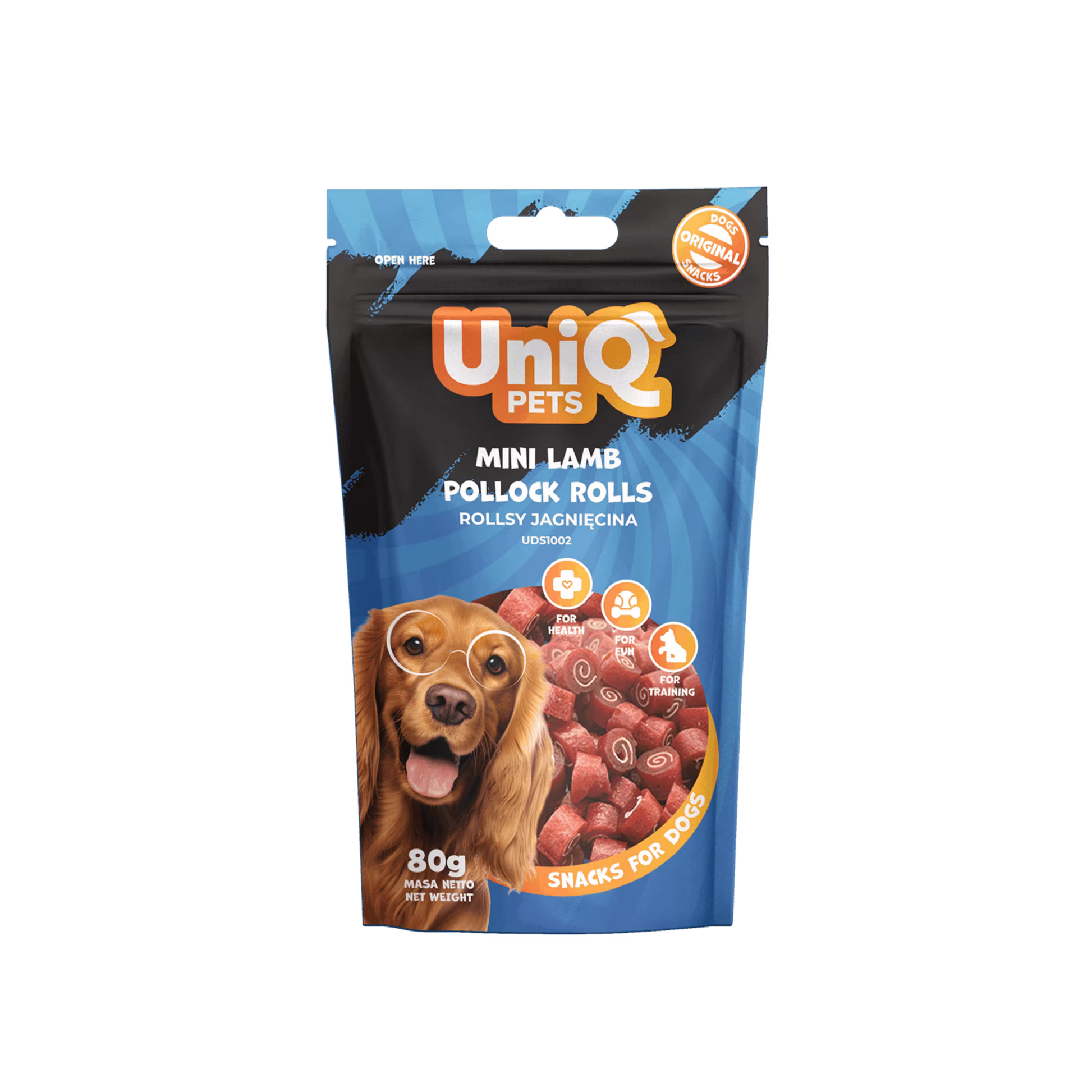 UniQ mini rolnice od jagnjetine i bakalara za pse, hipoalergena poslastica bogata omega-3 kiselinama