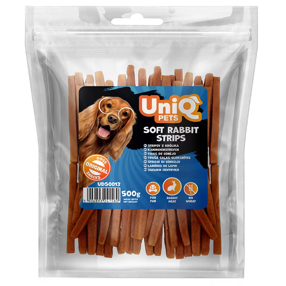 UniQ mekane trakice od zečetine za pse, 80 g, hipoalergena poslastica za trening