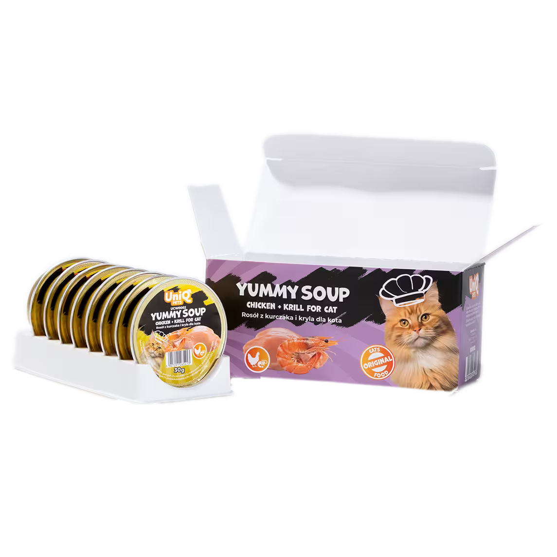 UniQ supa za mačke sa piletinom i krilom, kesice 30 g x 8, sa taurinom