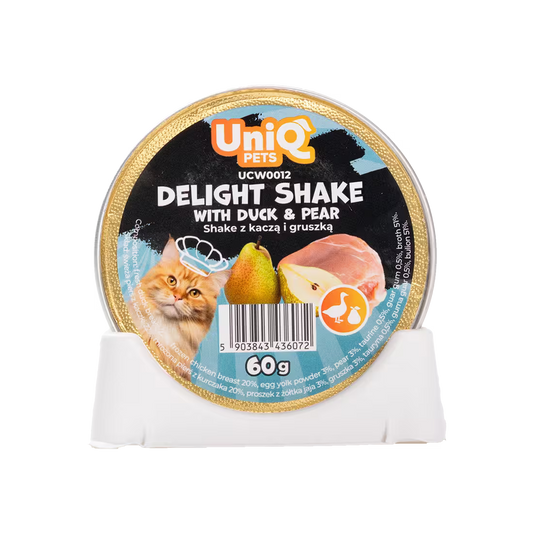 UniQ šejk za mačke od pačetine i kruške, kesice 60 g x 6