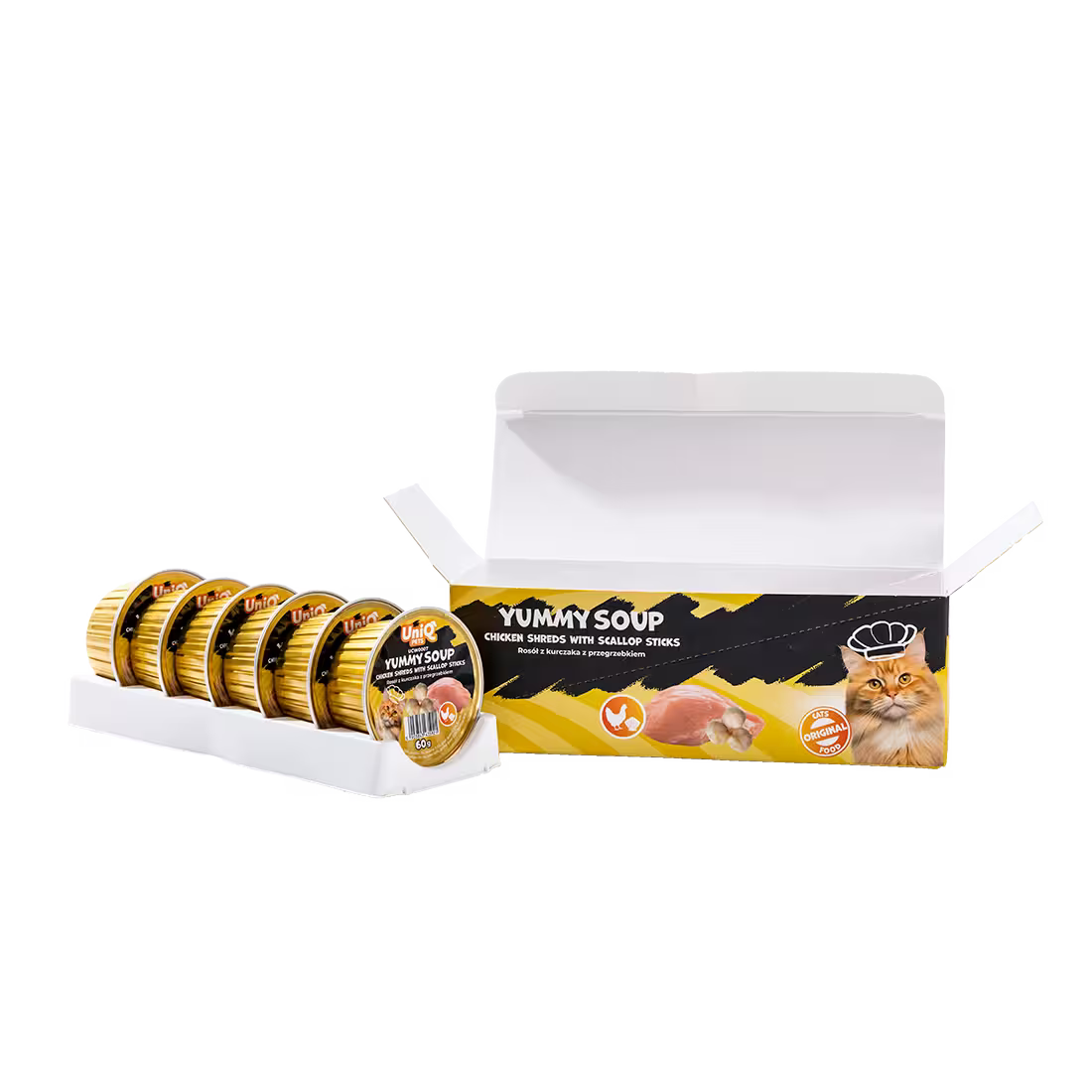 UniQ supa za mačke sa piletinom i jakobovim kapicama, kesice 60 g x 6