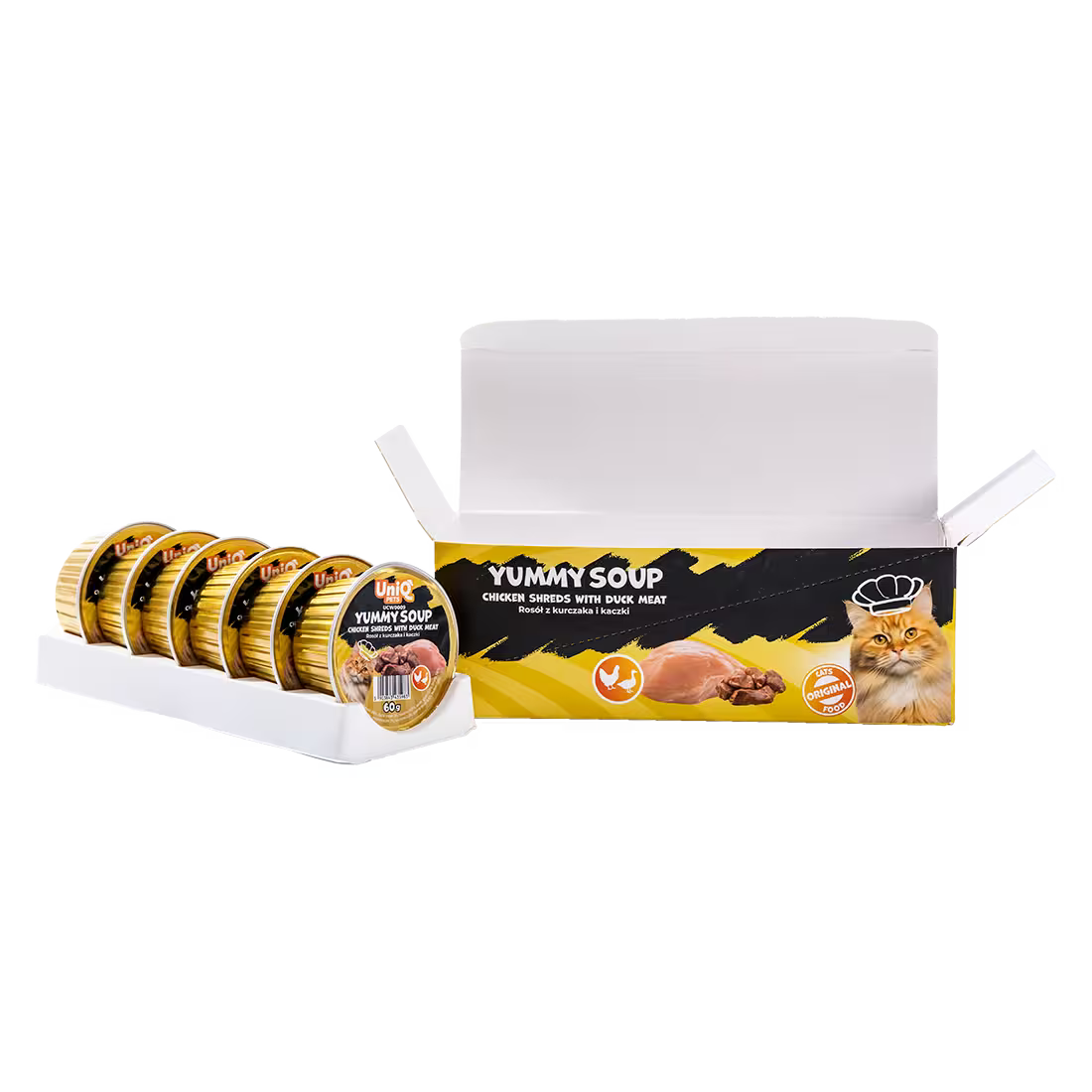 UniQ supa za mačke sa piletinom i pačetinom, kesice 60 g x 6