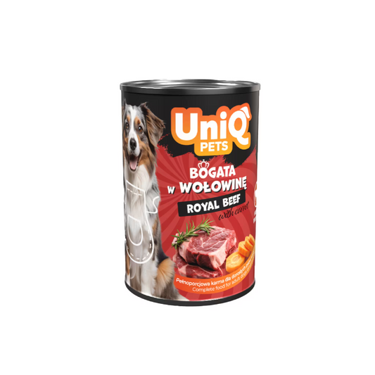 UniQ vlažna hrana za pse sa govedinom, konzerva 375 g, 50% mesa