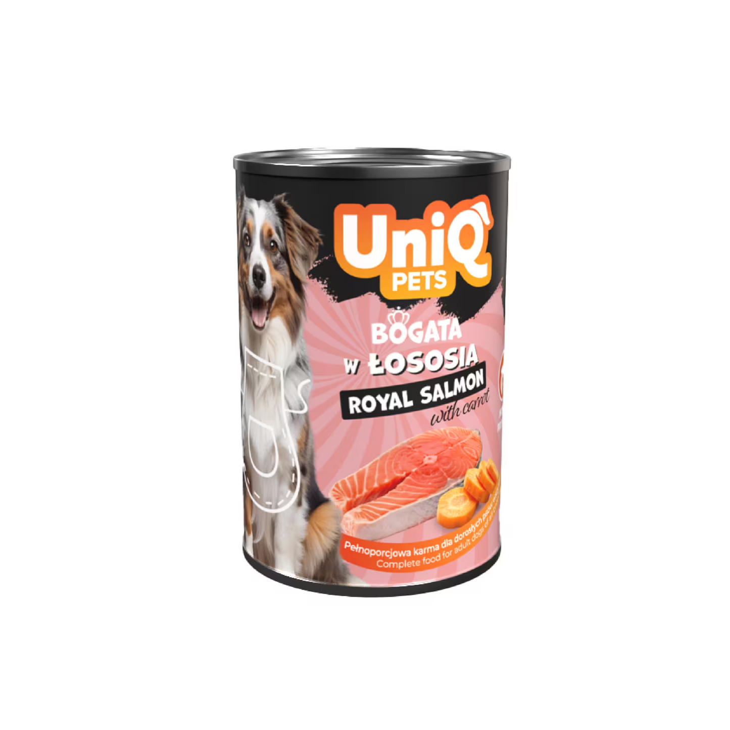 UniQ vlažna hrana za pse sa lososom, konzerva 375 g, 50% mesa, omega kiseline