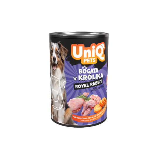 UniQ vlažna hrana za pse sa zečetinom, konzerva 375 g, 50% mesa, hipoalergeno