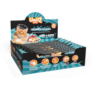 UniQ vlažne poslastice 15g×50 kom, kremasta poslastica za mačke, bakalar i govedina