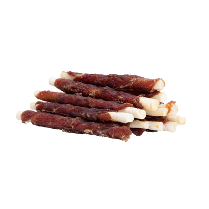 UniQ poslastice za pse, pačetina obmotana oko štapića od sirove kože