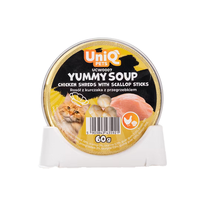 UniQ vlažna hrana za mačke, 60g×6kom, supa sa piletinom i jakobovim kapicama