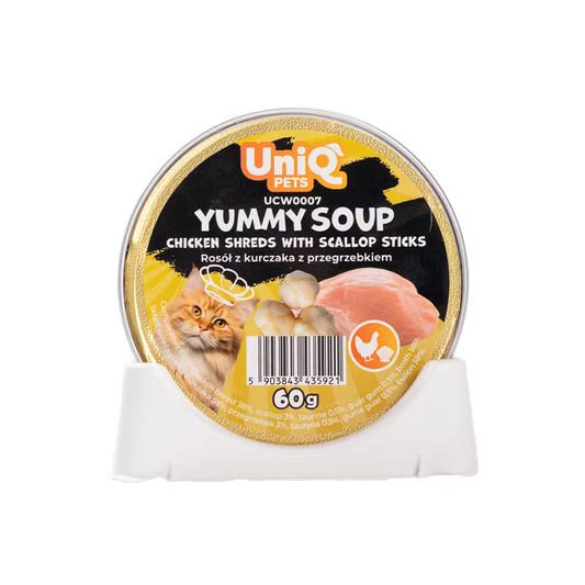 UniQ vlažna hrana za mačke, 60g×6kom, supa sa piletinom i jakobovim kapicama