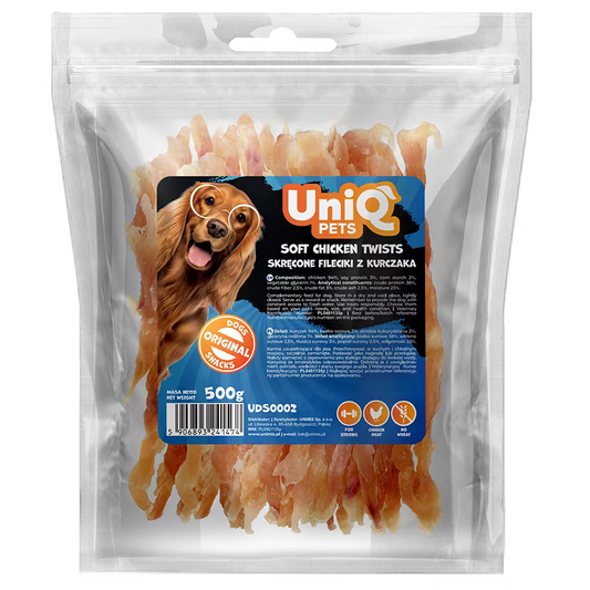 UniQ poslastice za pse, 500g, spirali od piletine