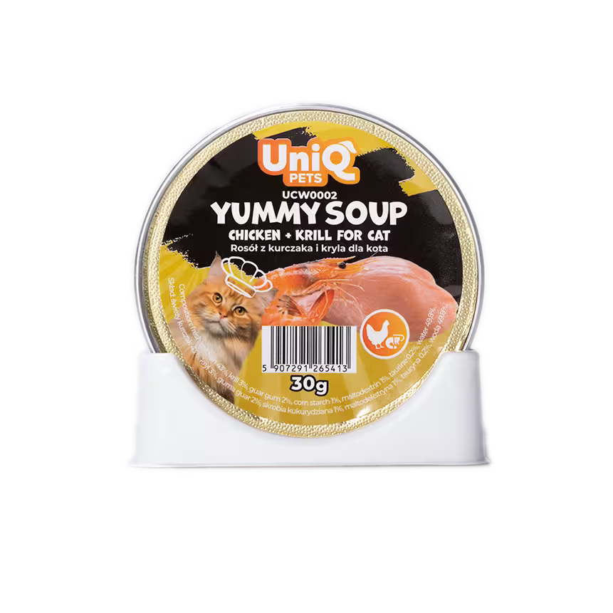 UniQ vlažna hrana za mačke, 30g×8kom, supa sa piletinom i krilom