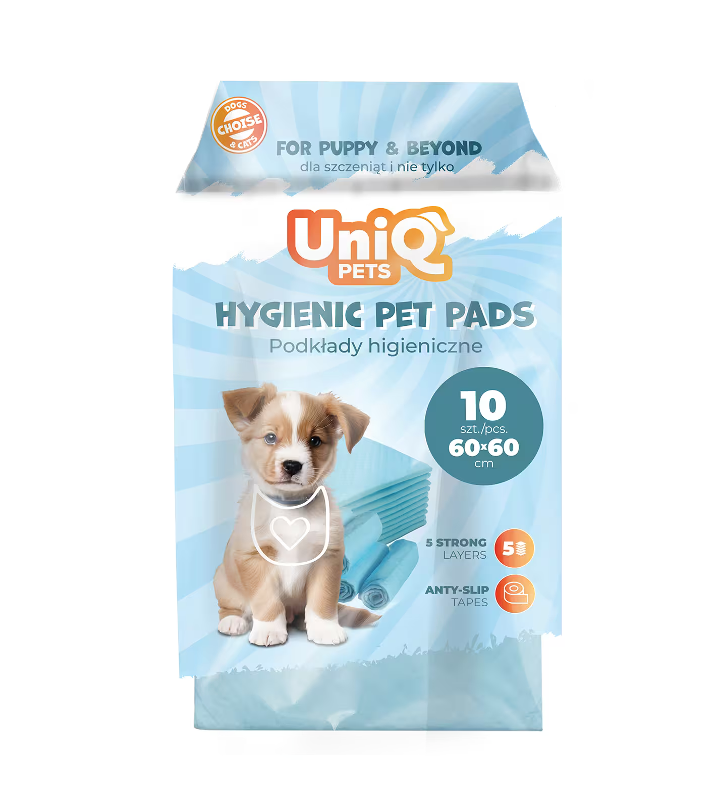 UniQ higijenske podloge za ljubimce i štence, plava, 60×60cm, 40g, 10 kom