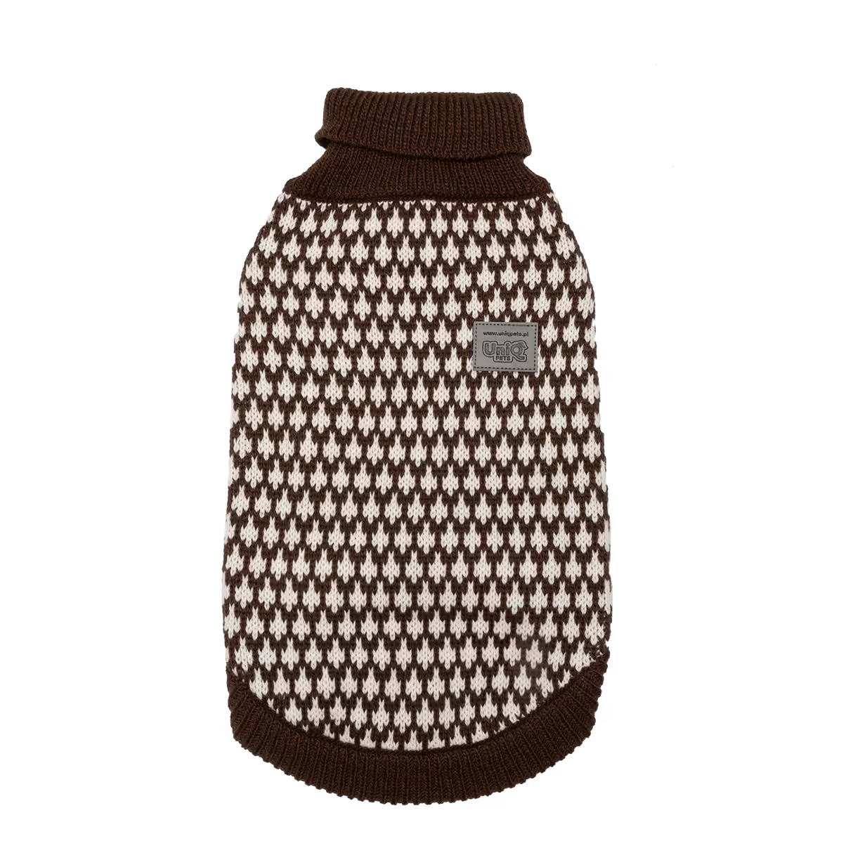 UniQ odeća za ljubimce, debeli vuneni džemper sa kragnom, braon