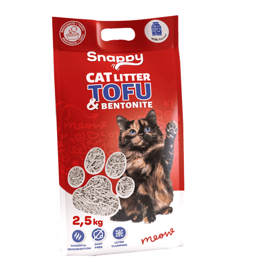SNAPPY posip za mačke, Tofu & Bentonit Miks 2,5kg (Mleko)