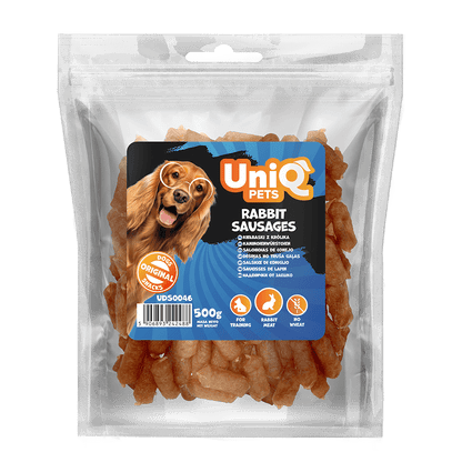 UniQ poslastice za pse, 500g, kobasice sa zečetinom