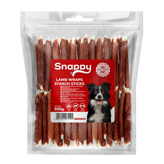 SNAPPY poslastice za pse, 500g, štapići od skroba obmotani jagnjetinom