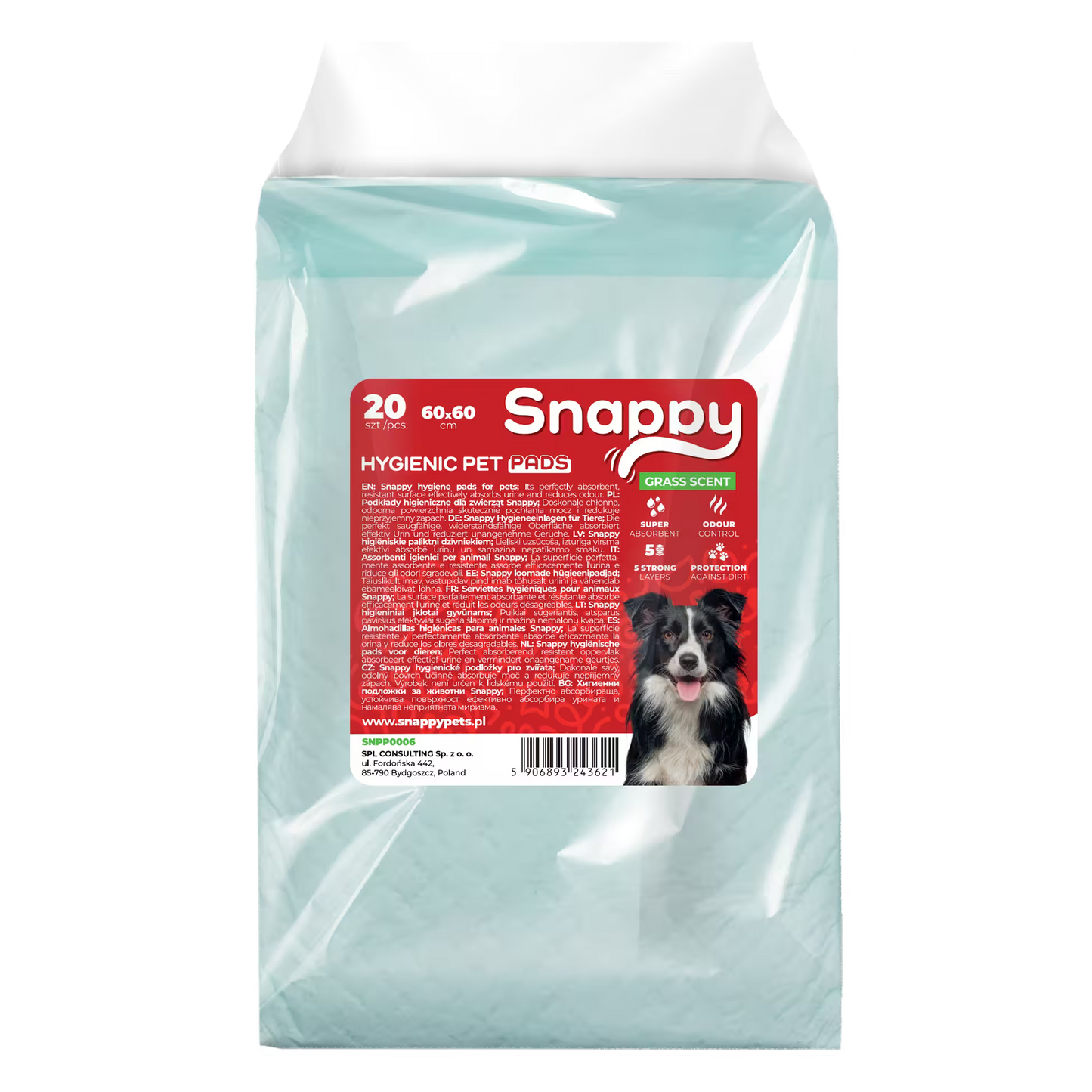 SNAPPY higijenske podloge za ljubimce, miris zelene trave, 60x60cm, 26 g