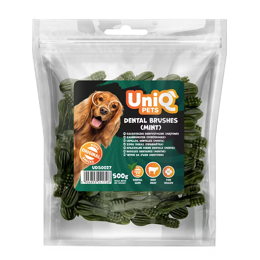 UniQ poslastice za pse, 500g, dentalne četkice (menta)