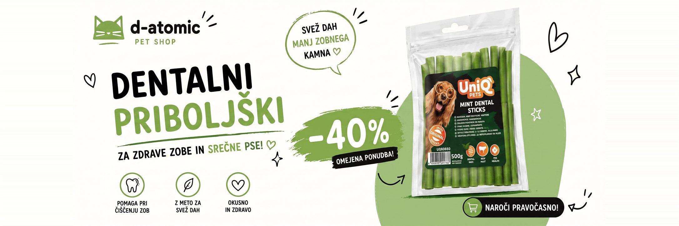 Dentalni priboljški za pse, -40 odstotkov