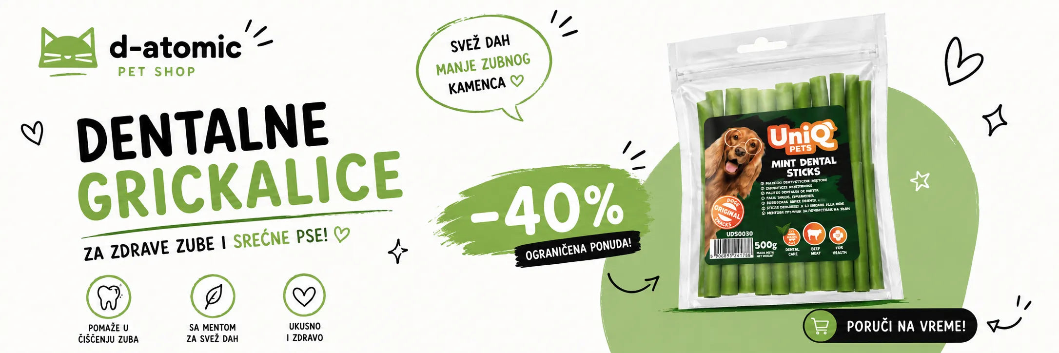 Dentalne grickalice za pse, 40 posto popusta