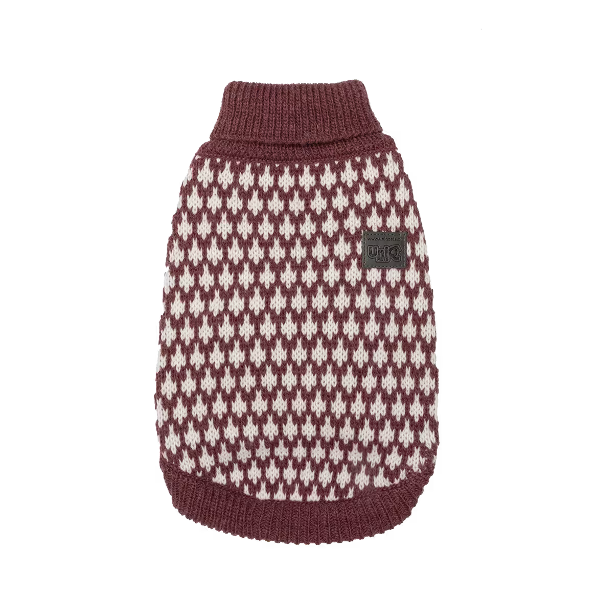 UniQ odeća za ljubimce, debeli vuneni džemper sa kragnom, bordo
