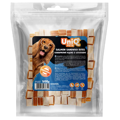 UniQ poslastice za pse, 500g, sendviči od lososa