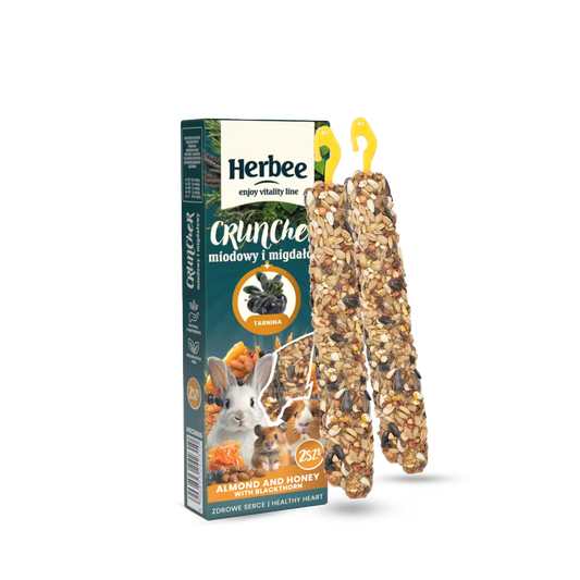 HERBEE poslastice za glodare i kuniće, 115g, 2u1 sa medom i bademom