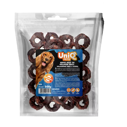 UniQ poslastice za pse, konjetina na kolagenskim prstenovima (5cm)