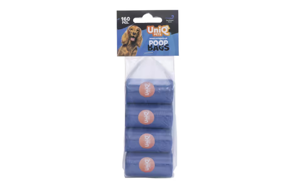 UniQ kese za pseći izmet, crna, 8 rolnica × 20 kesa