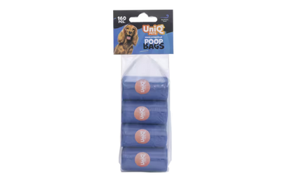 UniQ kese za pseći izmet, crna, 8 rolnica × 20 kesa