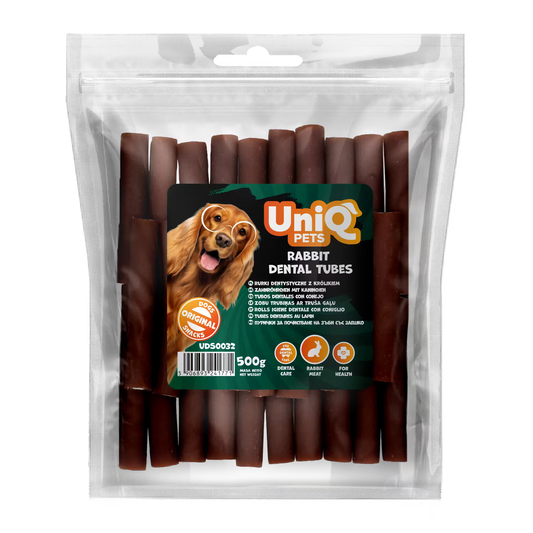 UniQ poslastice za pse, 500g, dentalne cevi od zečetine