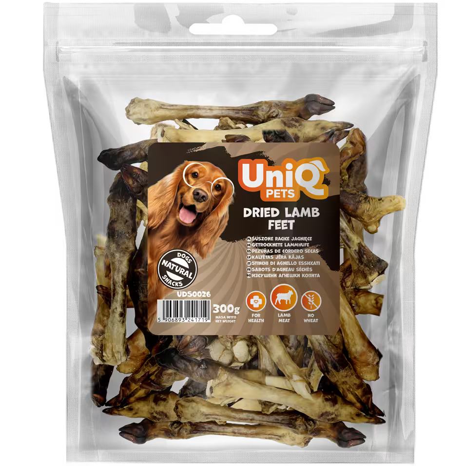 UniQ poslastice za psa, sušene jagnjeće noge