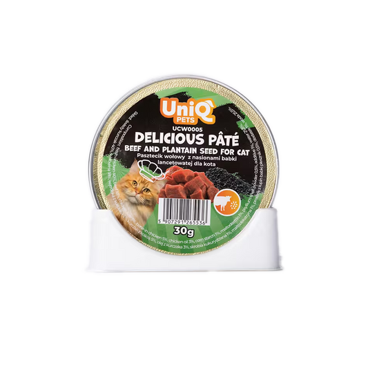 UniQ vlažna hrana za mačke, 30g×8kom, pašteta sa govedinom i semenom bokvice