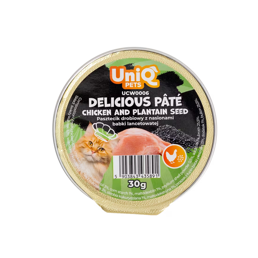 UniQ vlažna hrana za mačke, 30g×8kom, pašteta sa piletinom i semenom bokvice